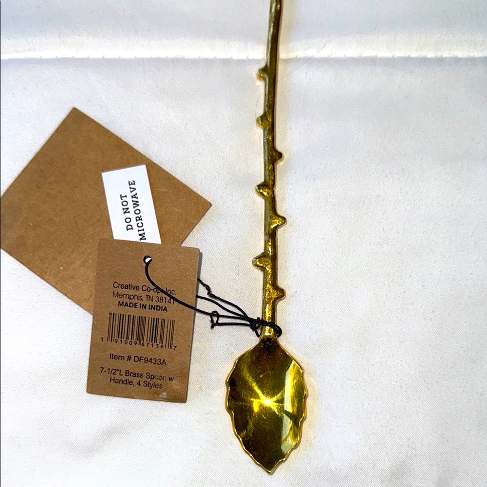 Creative Co-Op Brass Leaf Spoon